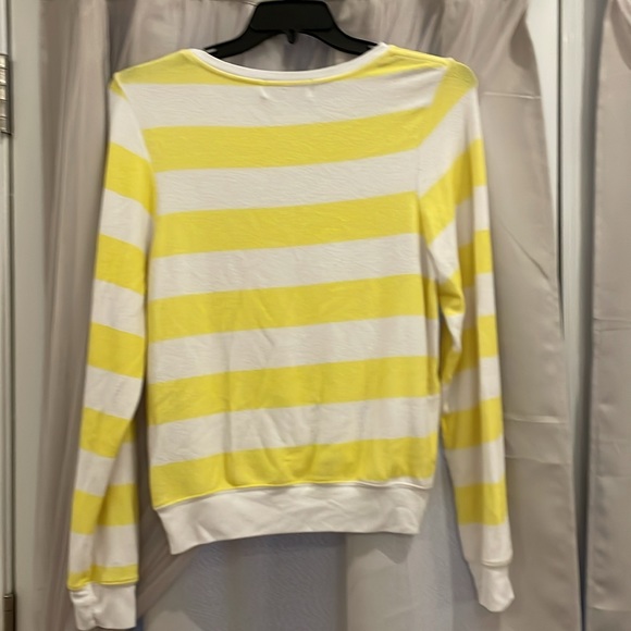 Wildfox Yacht Club Yellow Stripe Sweat Sweatshirt Size Medium - Picture 4 of 5